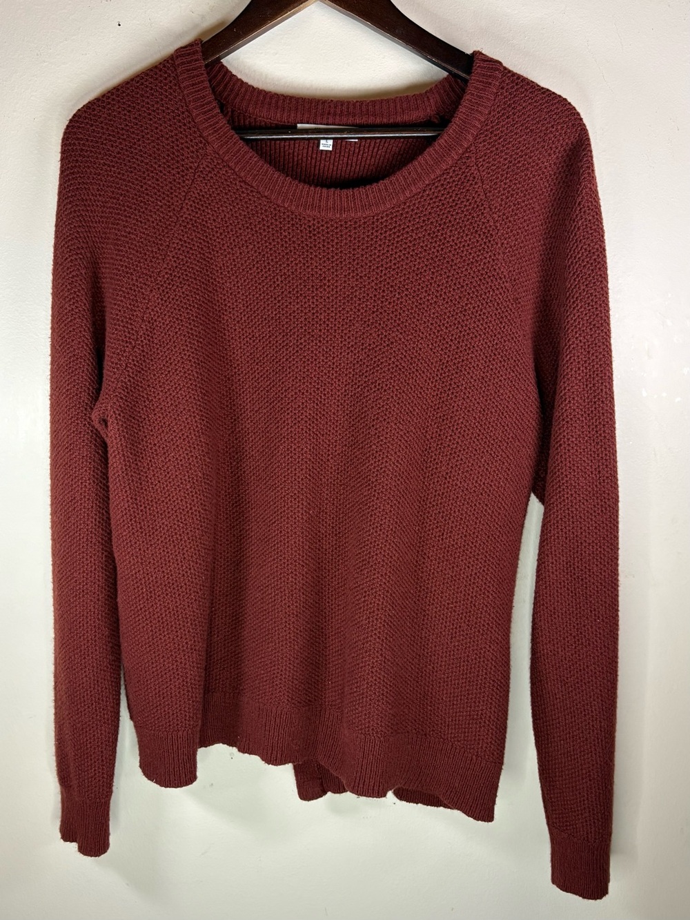 Madewell Province Crossover Back Sweater Size Large Burgundy Pullover